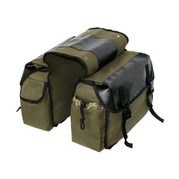 Large Capacity Double Panniers Bag Canvas Bicycle Rear Seat Storage Trunk Bag Travel Khaki (30 Liter)