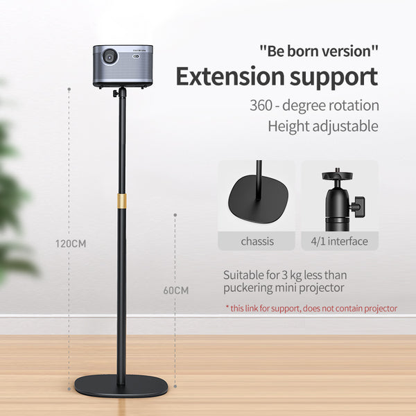 Universal Mini Projector Desktop Stand Room Saving Projector Mount Monopod Adjustable Height Stand (1/4" Ball Head, Height Adjustable 60cm-120cm)